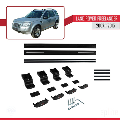 Compatible avec Land Rover Freelander 2 (L359) 2007-2015 BASIC Model Barres de Toit Railing Porte-Bagages de Voiture Noir Aluminium 2 Barres