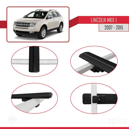 Compatible avec Lincoln MKX (U388) 2007-2015 BASIC Model Barres de Toit Railing Porte-Bagages de Voiture Noir Aluminium 3 Barres