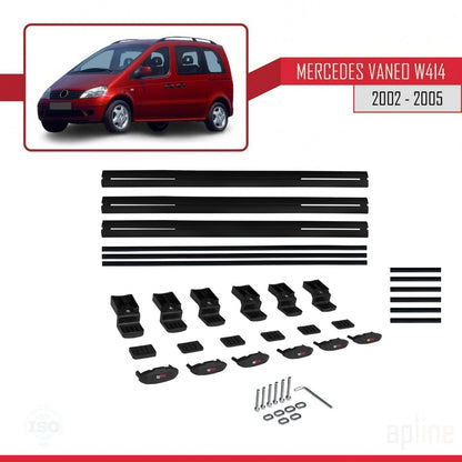 Compatible avec Mercedes Vaneo (W414) 2002-2005 BASIC Model Barres de Toit Railing Porte-Bagages de Voiture Noir Aluminium 3 Barres