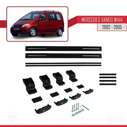 Compatible with Mercedes Vaneo (W414) 2002-2005 BASIC Model Car Roof Rack Cross Bar Black Aluminium 2 Bars
