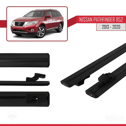Compatible avec Nissan Pathfinder 4 (R52) 2013-2020 BASIC Model Barres de Toit Railing Porte-Bagages de Voiture Noir Aluminium 2 Barres