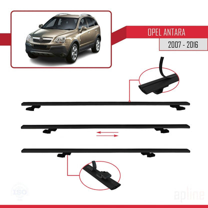 Compatible avec Opel Antara 2007-2016 BASIC Model Barres de Toit Railing Porte-Bagages de Voiture Noir Aluminium 2 Barres