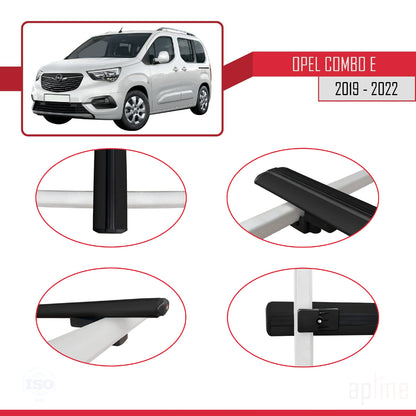 Compatible avec Opel Combo E Life 2019-2022 BASIC Model Barres de Toit Railing Porte-Bagages de Voiture Noir Aluminium 3 Barres