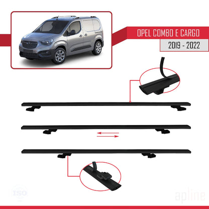 Compatible avec Opel Combo E Cargo 2019-2022 BASIC Model Barres de Toit Railing Porte-Bagages de Voiture Noir Aluminium 2 Barres