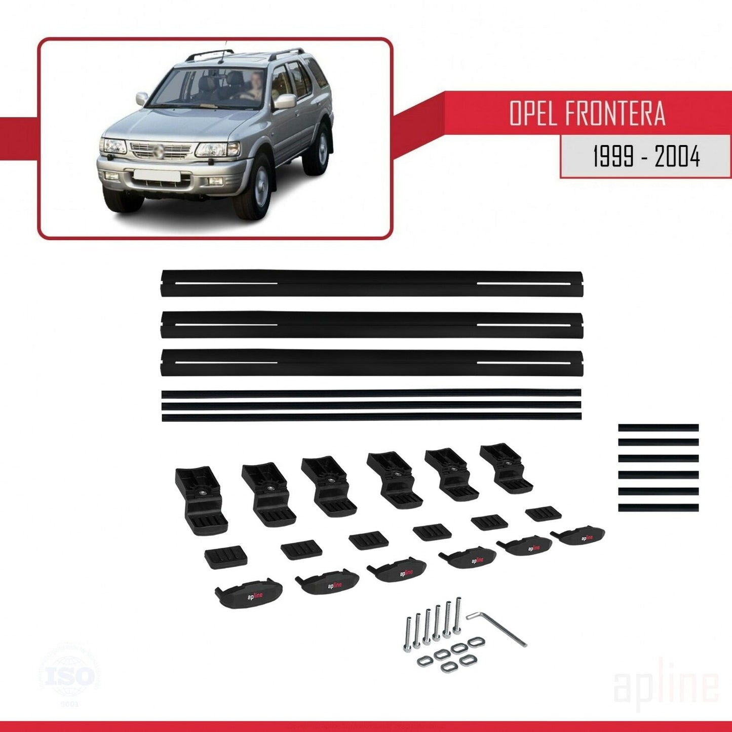 Compatible avec Opel Frontera 2 1999-2004 BASIC Model Barres de Toit Railing Porte-Bagages de Voiture Noir Aluminium 3 Barres