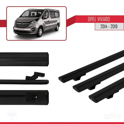 Compatible avec Opel Vivaro B 2014-2019 BASIC Model Barres de Toit Railing Porte-Bagages de Voiture Noir Aluminium 3 Barres