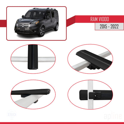 Compatible avec Ram V1000 2015-2022 BASIC Model Barres de Toit Railing Porte-Bagages de Voiture Noir Aluminium 3 Barres