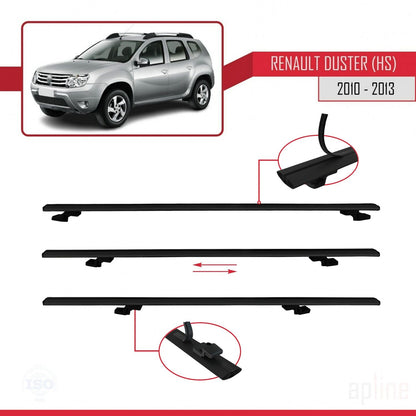 Compatible avec Renault Duster (HS) Pre-Facelift 2010-2013 BASIC Model Barres de Toit Railing Porte-Bagages de Voiture Noir Aluminium 2 Barres
