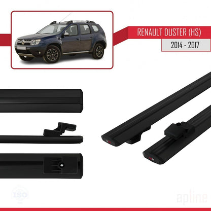 Compatible avec Renault Duster (HS) Post-Facelift 2014-2017 BASIC Model Barres de Toit Railing Porte-Bagages de Voiture Noir Aluminium 2 Barres