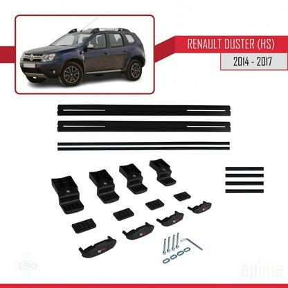 Compatible avec Renault Duster (HS) Post-Facelift 2014-2017 BASIC Model Barres de Toit Railing Porte-Bagages de Voiture Noir Aluminium 2 Barres