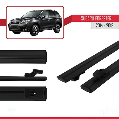 Compatible avec Subaru Forester 4 (SJ) 2014-2018 BASIC Model Barres de Toit Railing Porte-Bagages de Voiture Noir Aluminium 2 Barres