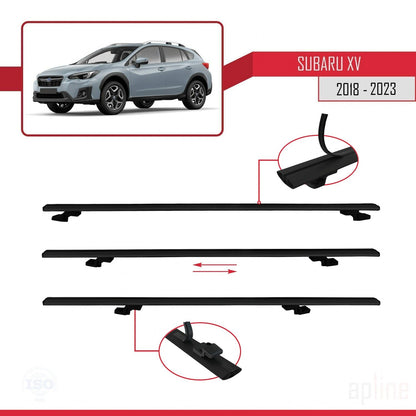 Compatible avec Subaru XV 2 2018-2023 BASIC Model Barres de Toit Railing Porte-Bagages de Voiture Noir Aluminium 3 Barres