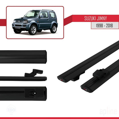 Compatible avec Suzuki Jimny 3 1998-2018 BASIC Model Barres de Toit Railing Porte-Bagages de Voiture Noir Aluminium 2 Barres