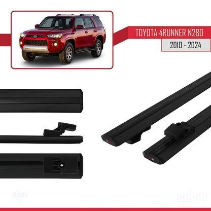 Compatible avec Toyota 4Runner (N280) 2010-2024 BASIC Model Barres de Toit Railing Porte-Bagages de Voiture Noir Aluminium 2 Barres