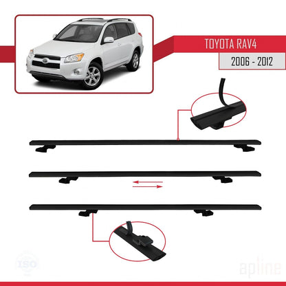 Compatible avec Toyota RAV4 III (XA30) 2006-2012 BASIC Model Barres de Toit Railing Porte-Bagages de Voiture Noir Aluminium 2 Barres