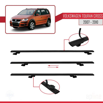 Compatible avec Volkswagen Touran Cross Pre-Facelift 2007-2010 BASIC Model Barres de Toit Railing Porte-Bagages de Voiture Noir Aluminium 2 Barres