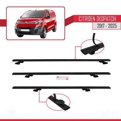 Compatible avec Citroen Dispatch (K0) 2017-2025 BASIC Model Barres de Toit Railing Porte-Bagages de Voiture Noir Aluminium 4 Barres