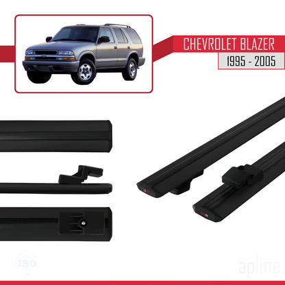 Compatible avec Chevrolet Blazer 1995-2005 BASIC Model Barres de Toit Railing Porte-Bagages de Voiture Noir Aluminium 2 Barres