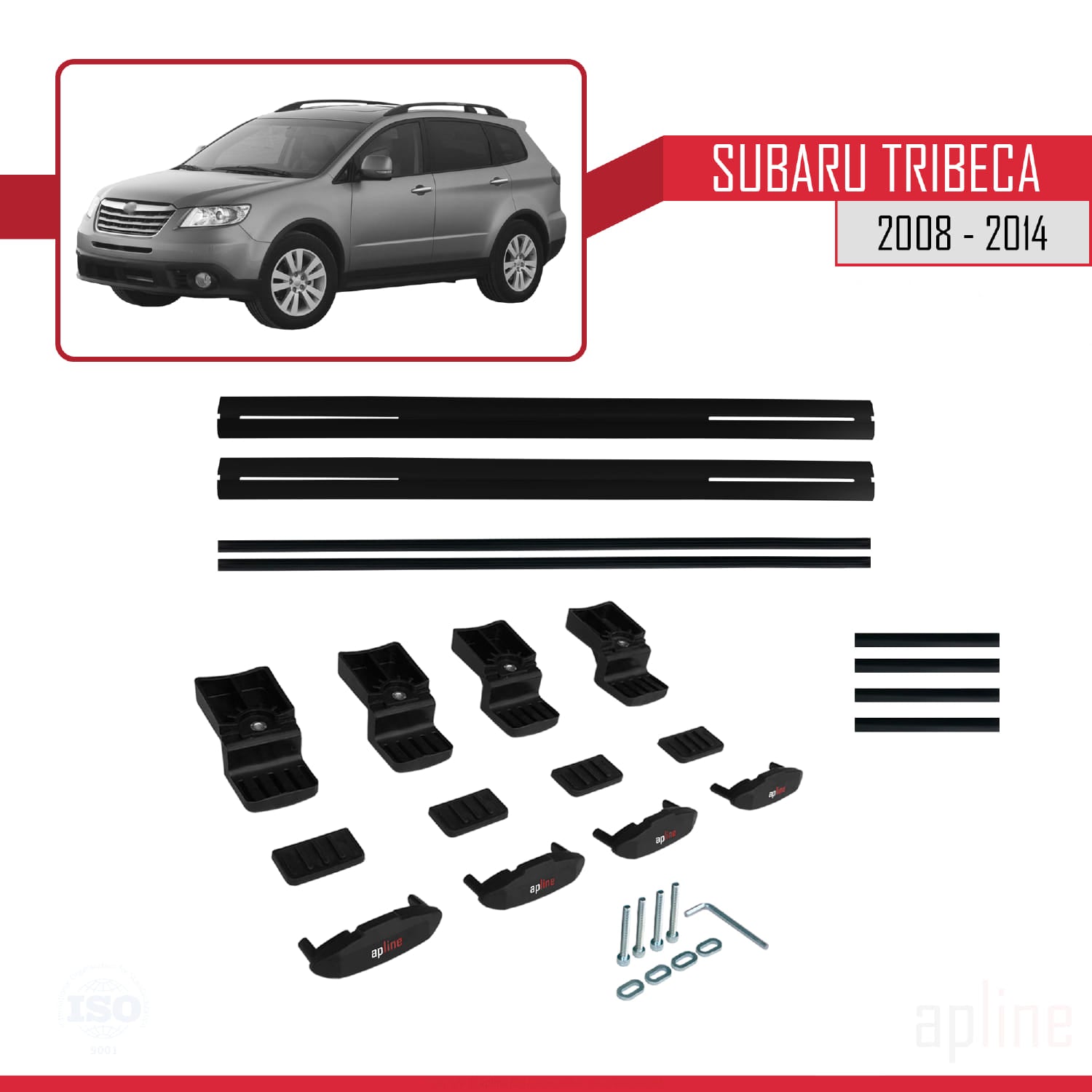 Compatible avec Subaru Tribeca 2008-2014 BASIC Model Barres de Toit Railing Porte-Bagages de Voiture Noir Aluminium 2 Barres