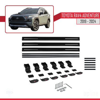 Compatible avec Toyota RAV4 Adventure 2019-2024 BASIC Model Barres de Toit Railing Porte-Bagages de Voiture Noir Aluminium 3 Barres