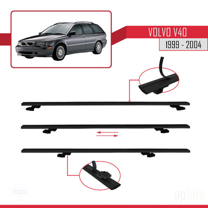 Compatible avec Volvo V40 1999-2004 BASIC Model Barres de Toit Railing Porte-Bagages de Voiture Noir Aluminium 3 Barres