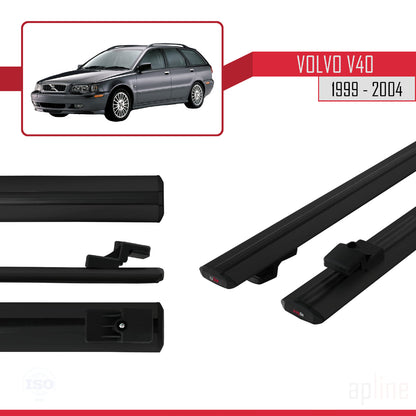 Compatible avec Volvo V40 1999-2004 BASIC Model Barres de Toit Railing Porte-Bagages de Voiture Noir Aluminium 2 Barres