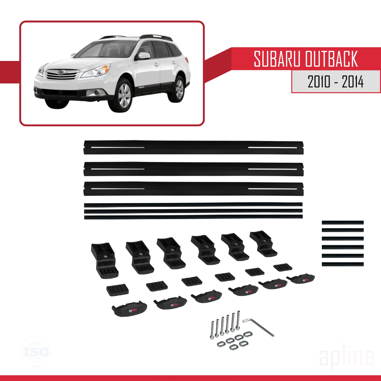 Compatible avec Subaru Outback 2010-2014 BASIC Model Barres de Toit Railing Porte-Bagages de Voiture Noir Aluminium 3 Barres