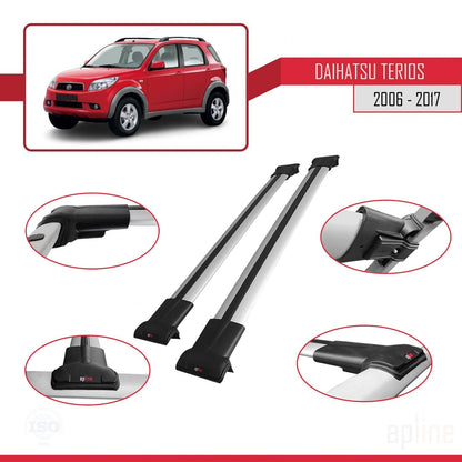 Compatible avec Daihatsu Terios 2 (J200) 2006-2017 FLY Model Barres de Toit Railing Porte-Bagages de Voiture Gris Aluminium 2 Barres