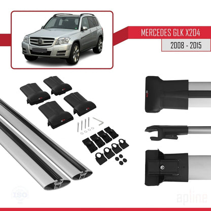 Compatible avec Mercedes Classe GLK (X204) 2008-2015 FLY Model Barres de Toit Railing Porte-Bagages de Voiture Gris Aluminium 2 Barres