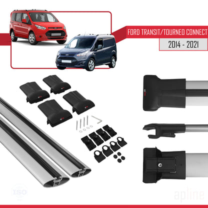 Compatible with Ford Transit/Tourneo Connect 2 2014-2021 FLY Model Car Roof Rack Cross Bar Grey Aluminium 2 Bars