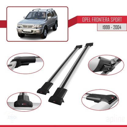 Compatible avec Opel Frontera Sport 2 1999-2004 FLY Model Barres de Toit Railing Porte-Bagages de Voiture Gris Aluminium 2 Barres