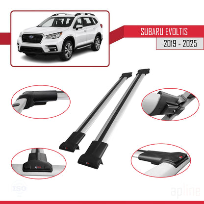 Compatible avec Subaru Evoltis 2019-2025 FLY Model Barres de Toit Railing Porte-Bagages de Voiture Gris Aluminium 2 Barres