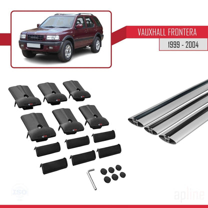 Compatible avec Vauxhall Frontera 2 1999-2004 FLY Model Barres de Toit Railing Porte-Bagages de Voiture Gris Aluminium 3 Barres
