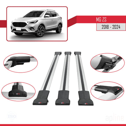 Compatible avec MG ZS 2018-2024 FLY Model Barres de Toit Railing Porte-Bagages de Voiture Gris Aluminium 3 Barres