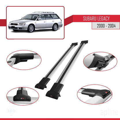 Compatible avec Subaru Legacy 3 (BE) 2000-2004 FLY Model Barres de Toit Railing Porte-Bagages de Voiture Gris Aluminium 2 Barres
