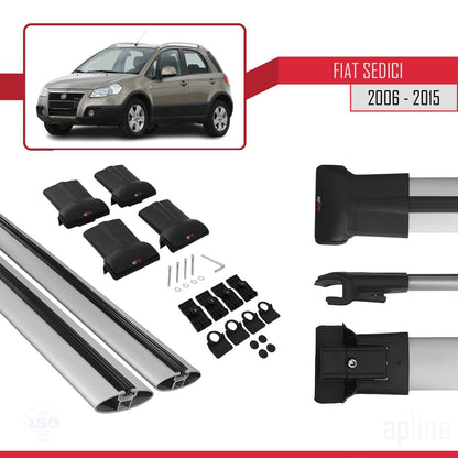 Compatible avec Fiat Sedici 2006-2015 FLY Model Barres de Toit Railing Porte-Bagages de Voiture Gris Aluminium 2 Barres
