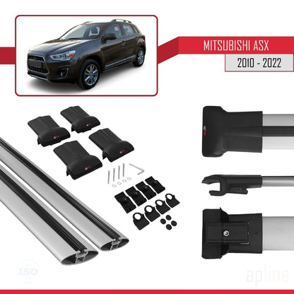 Compatible avec Mitsubishi ASX (GA) 2010-2022 FLY Model Barres de Toit Railing Porte-Bagages de Voiture Gris Aluminium 2 Barres
