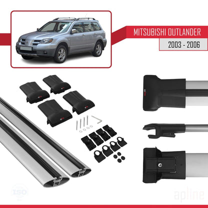 Compatible with Mitsubishi Outlander 2003-2006 FLY Model Car Roof Rack Cross Bar Grey Aluminium 2 Bars