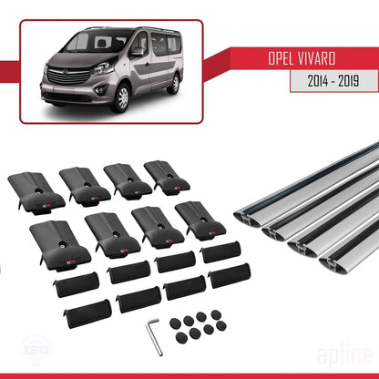 Compatible avec Opel Vivaro B 2014-2019 FLY Model Barres de Toit Railing Porte-Bagages de Voiture Gris Aluminium 4 Barres