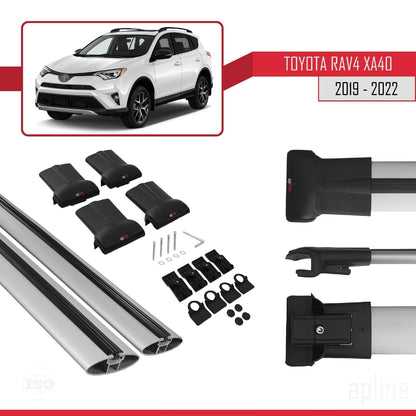 Compatible avec Toyota RAV4 IV (XA40) Post-Facelift 2016-2018 FLY Model Barres de Toit Railing Porte-Bagages de Voiture Gris Aluminium 2 Barres