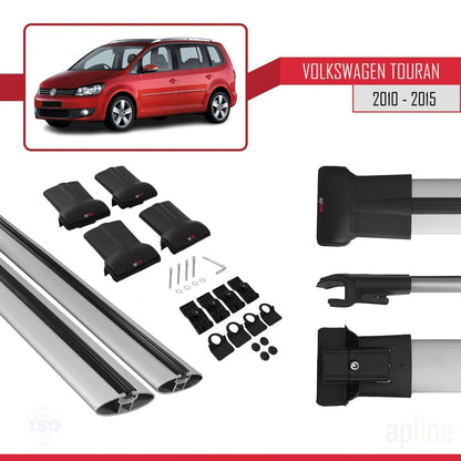 Compatible avec Volkswagen Touran (1T) Post-Facelift 2010-2015 FLY Model Barres de Toit Railing Porte-Bagages de Voiture Gris Aluminium 2 Barres