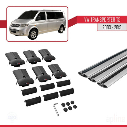 Compatible avec Volkswagen T5 Transporter 2003-2015 FLY Model Barres de Toit Railing Porte-Bagages de Voiture Gris Aluminium 3 Barres
