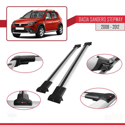 Compatibile con Dacia Sandero Stepway 2008-2012 modello FLY Barre portatutto per auto Portapacchi in alluminio grigio 2 barre
