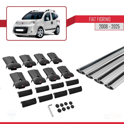 Compatible avec Fiat Fiorino 3 2008-2025 FLY Model Barres de Toit Railing Porte-Bagages de Voiture Gris Aluminium 4 Barres