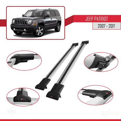 Compatible avec Jeep Patriot 2007-2017 FLY Model Barres de Toit Railing Porte-Bagages de Voiture Gris Aluminium 2 Barres
