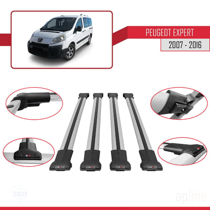 Compatible with Peugeot Expert 2 2007-2016 FLY Model Car Roof Rack Cross Bar Grey Aluminium 4 Bars