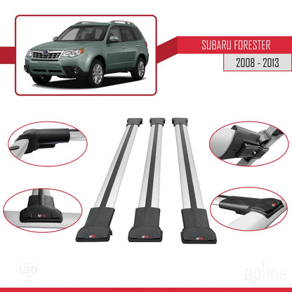 Compatible avec Subaru Forester 3 (SH) 2008-2013 FLY Model Barres de Toit Railing Porte-Bagages de Voiture Gris Aluminium 3 Barres