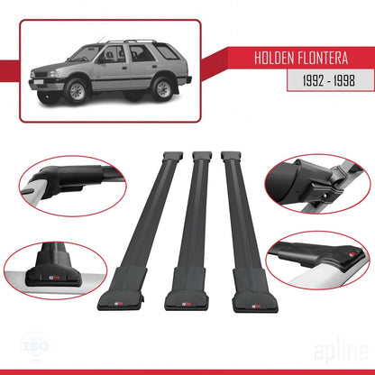 Compatible avec Holden Frontera 1992-1998 FLY Model Barres de Toit Railing Porte-Bagages de Voiture Noir Aluminium 3 Barres