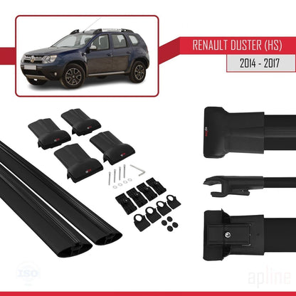 Compatible with Renault Duster (HS) Post-Facelift 2014-2017 FLY Model Car Roof Rack Cross Bar Black Aluminium 2 Bars