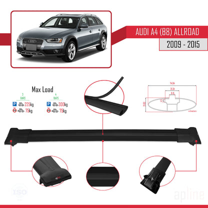 Compatibile con A4 (B8) Allroad 2009-2015 modello FLY Barre portatutto per auto Portapacchi in alluminio nero 3 barre